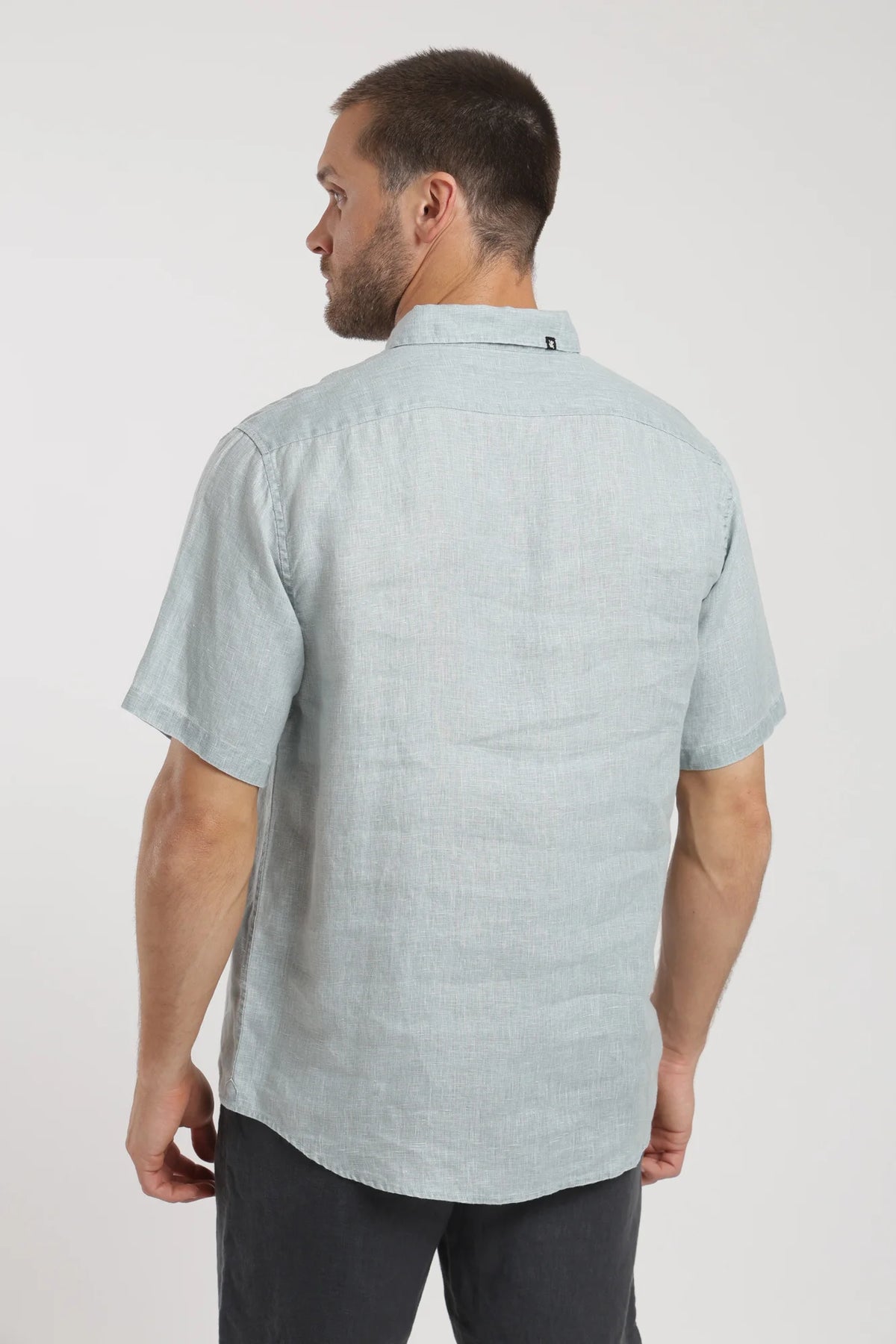 Camisa manga corta lino celeste Froens