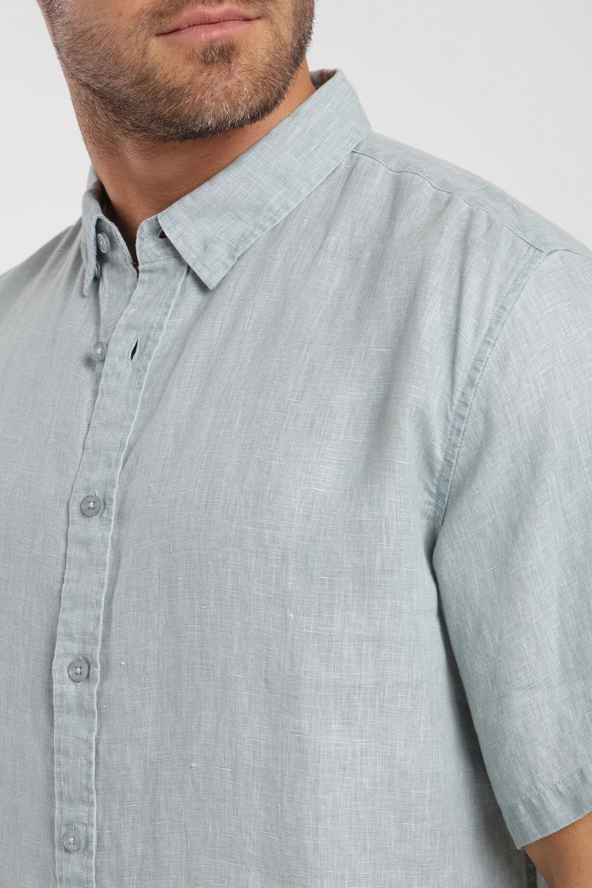 Camisa manga corta lino celeste Froens
