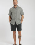 Camisa manga corta lino olivo Froens