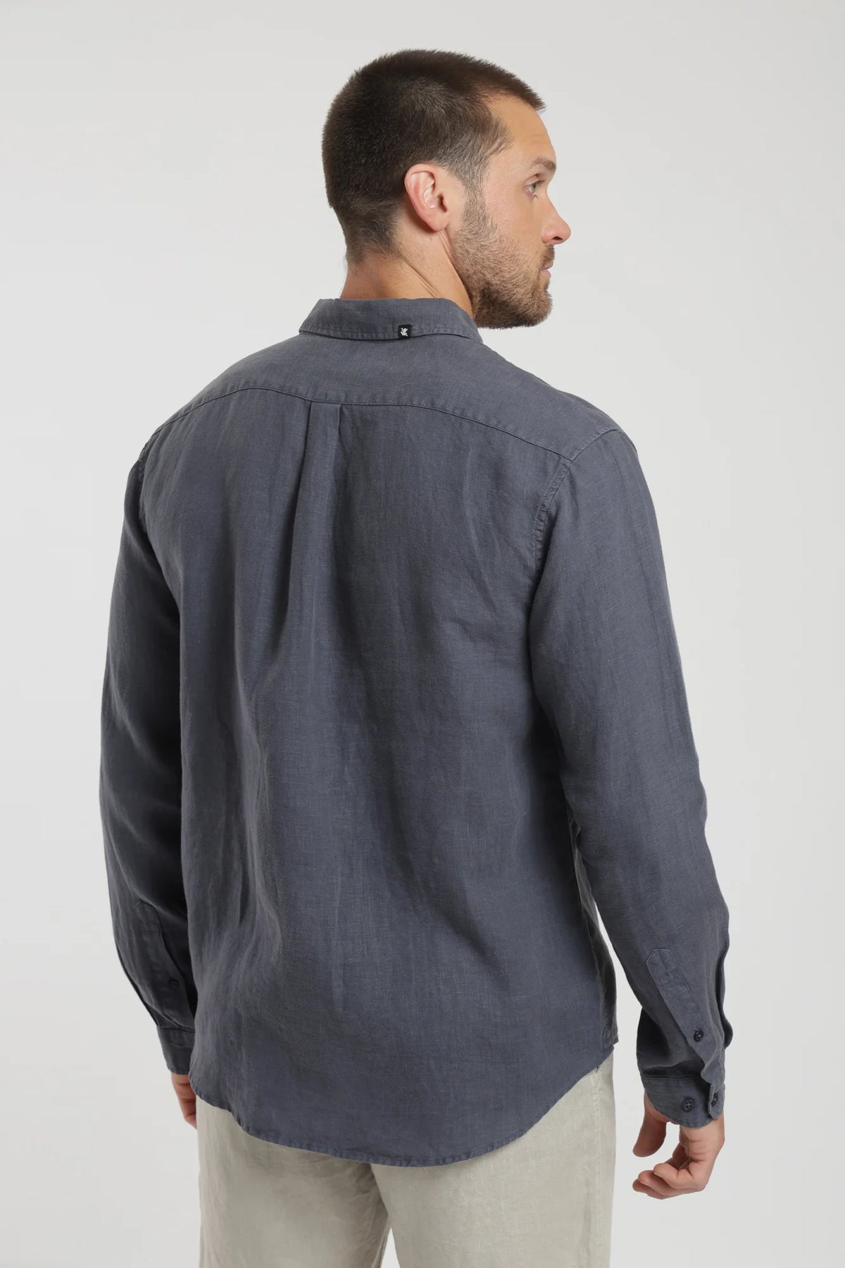 Camisa manga larga lino azul Froens