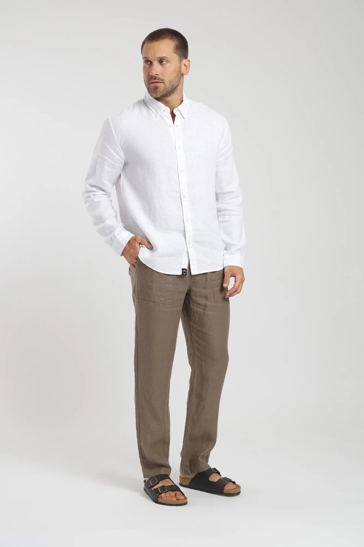 Camisa manga larga lino blanco Froens