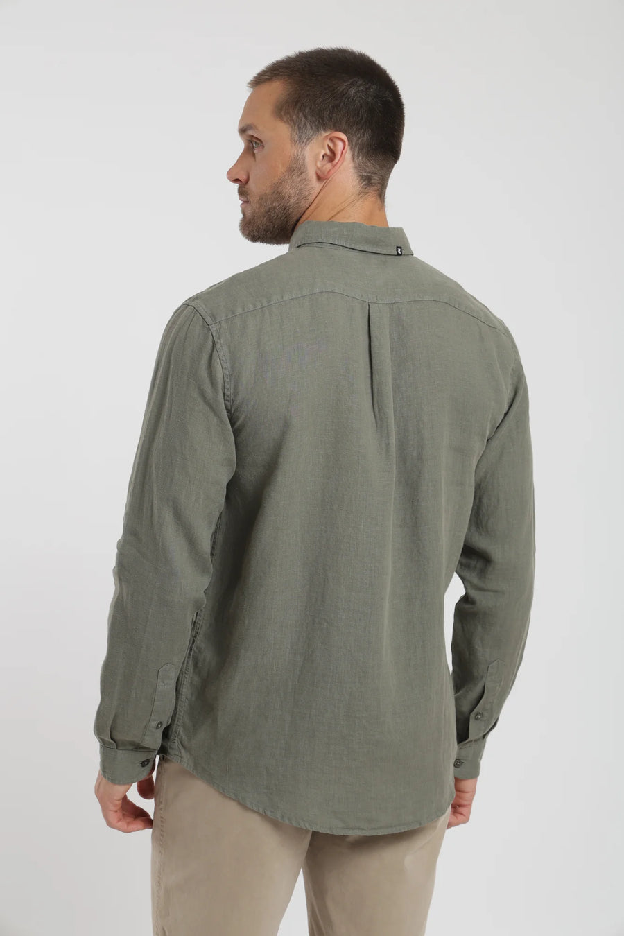 Camisa manga larga lino verde Froens