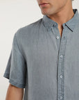 Camisa manga corta azul - Lino - Frøens