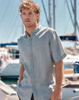 Camisa manga corta azul - Lino - Frøens