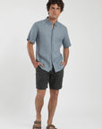 Camisa manga corta azul - Lino - Frøens