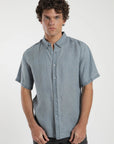 Camisa manga corta azul - Lino - Frøens