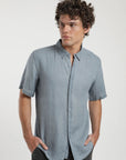 Camisa manga corta azul - Lino - Frøens