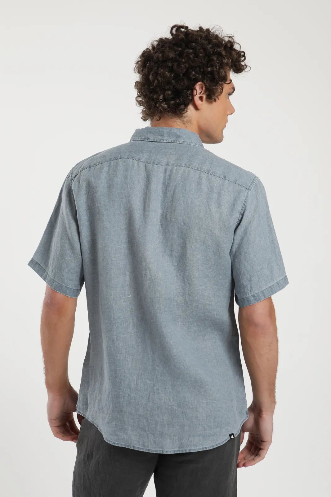 Camisa manga corta azul - Lino - Frøens