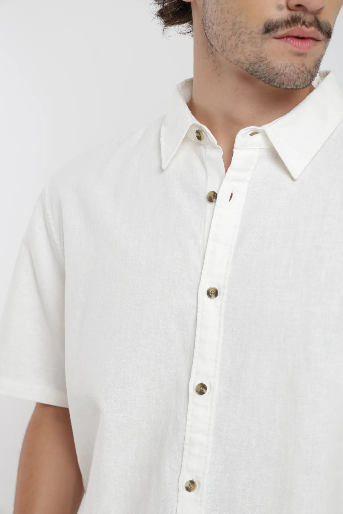Camisa manga corta Classic blanco - Algodón orgánico y lino - Frøens