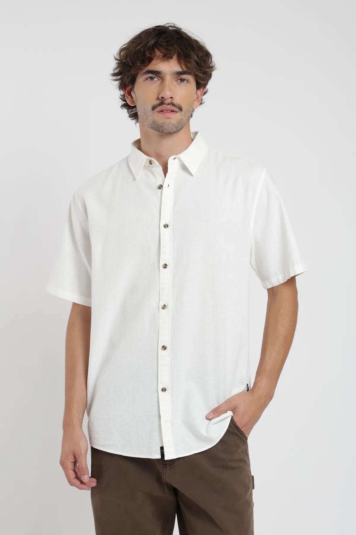 Camisa manga corta Classic blanco - Algodón orgánico y lino - Frøens