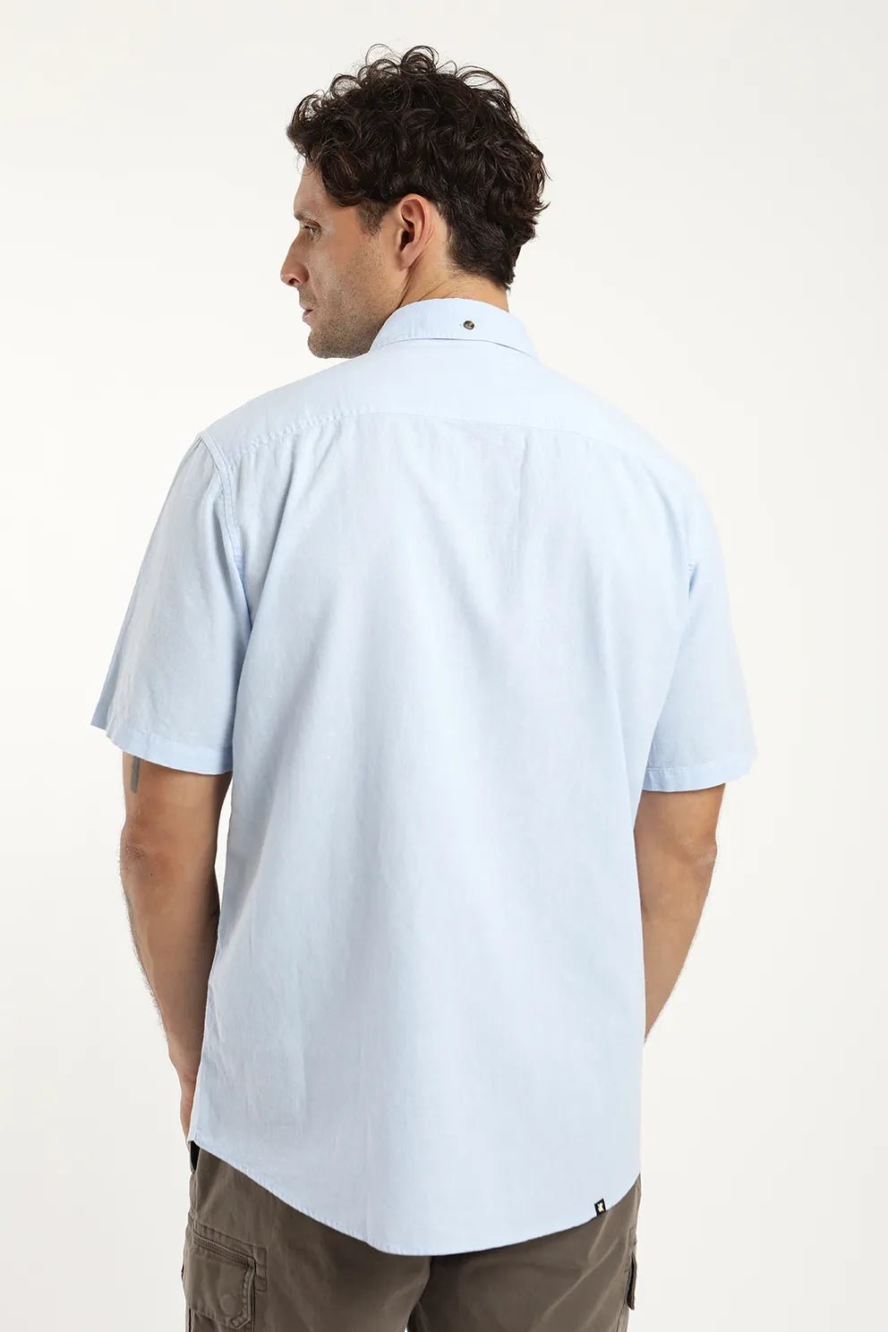 Camisa manga corta Classic celeste - Lino y algodón orgánico - Frøens