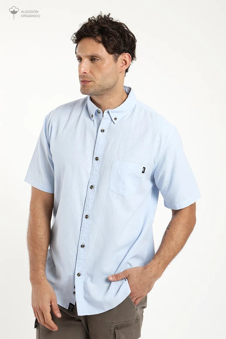 Camisa manga corta Classic celeste - Lino y algodón orgánico - Frøens