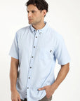 Camisa manga corta Classic celeste - Lino y algodón orgánico - Frøens
