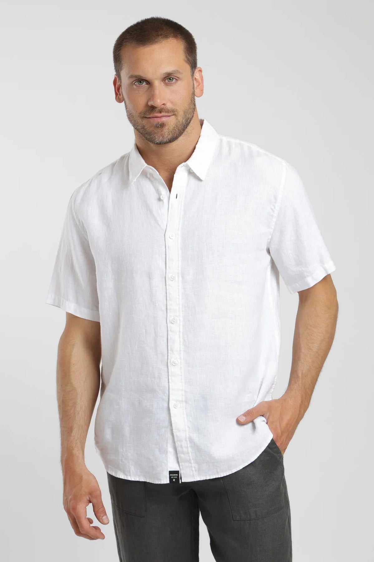 Camisa manga corta lino blanco Froens