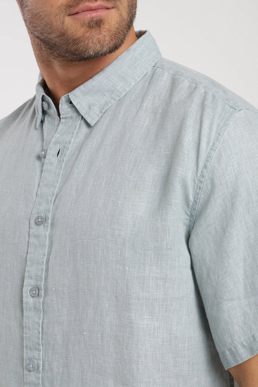 Camisa manga corta lino celeste Froens