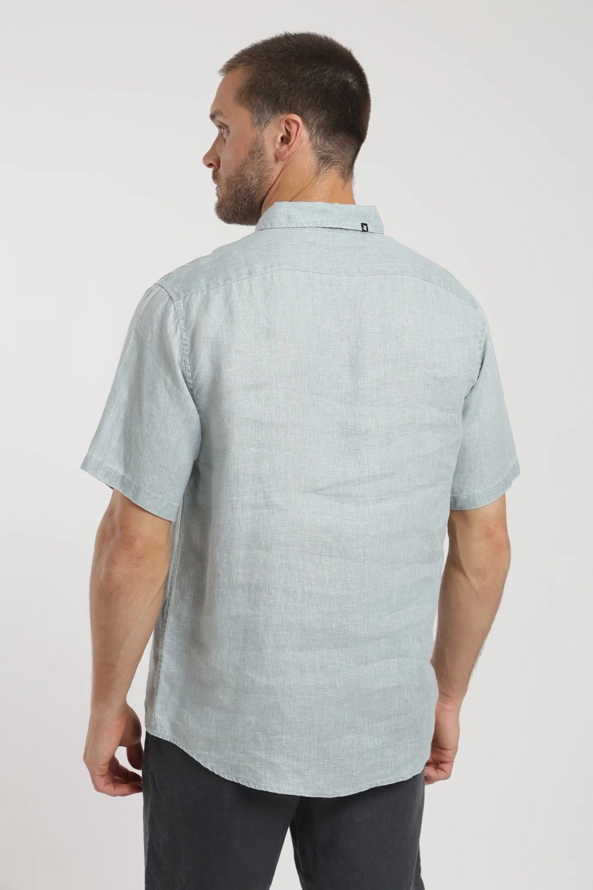 Camisa manga corta lino celeste Froens