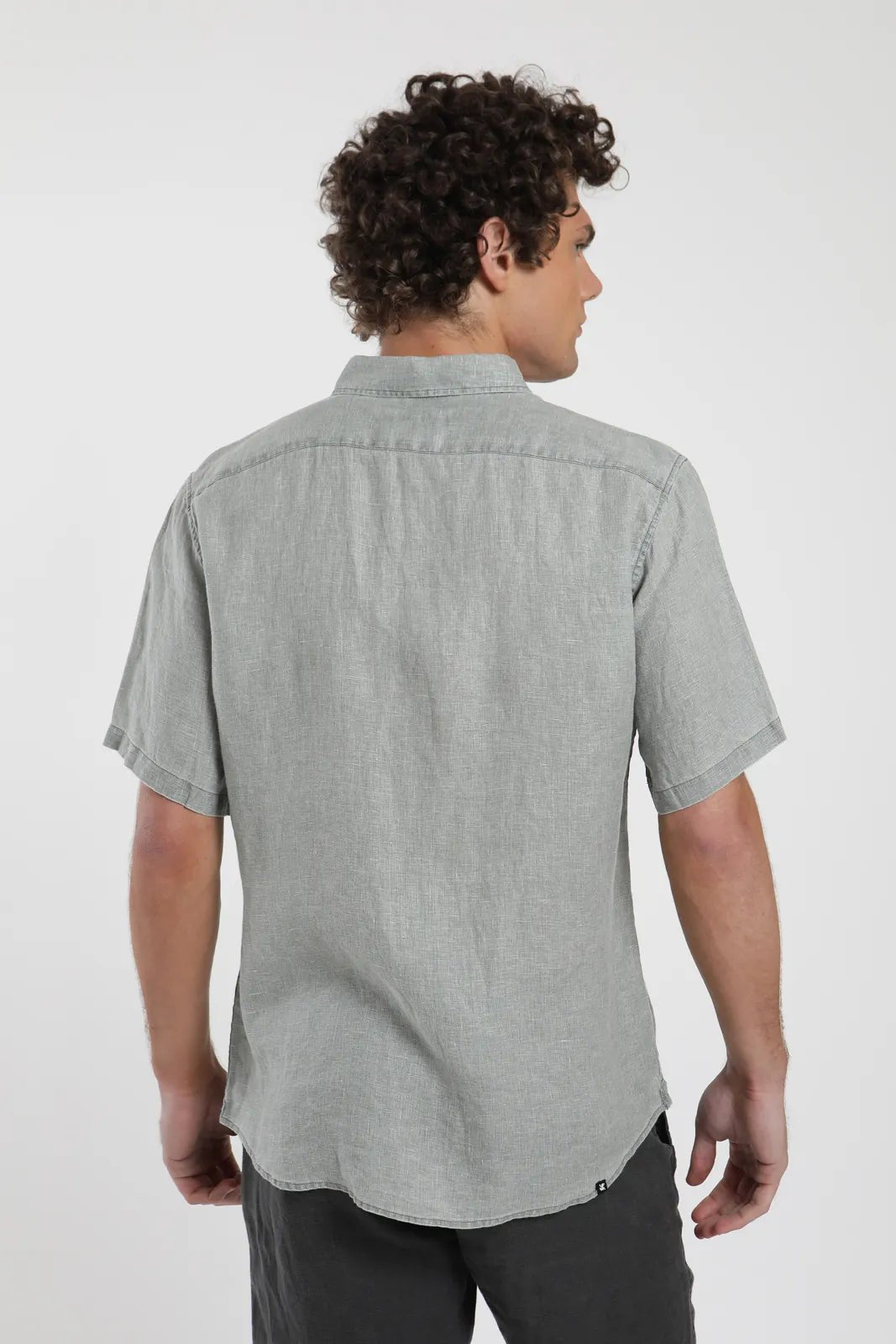 Camisa manga corta verde - Lino - Frøens