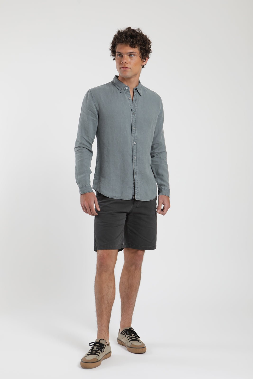 Camisa manga larga azul - Lino - Frøens