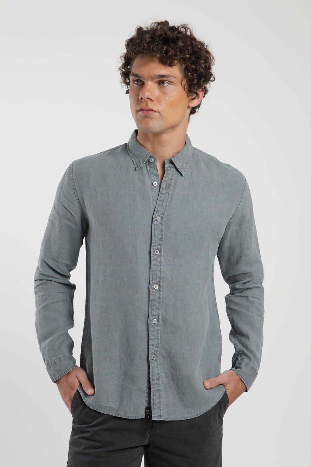 Camisa manga larga azul - Lino - Frøens