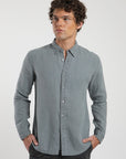 Camisa manga larga azul - Lino - Frøens