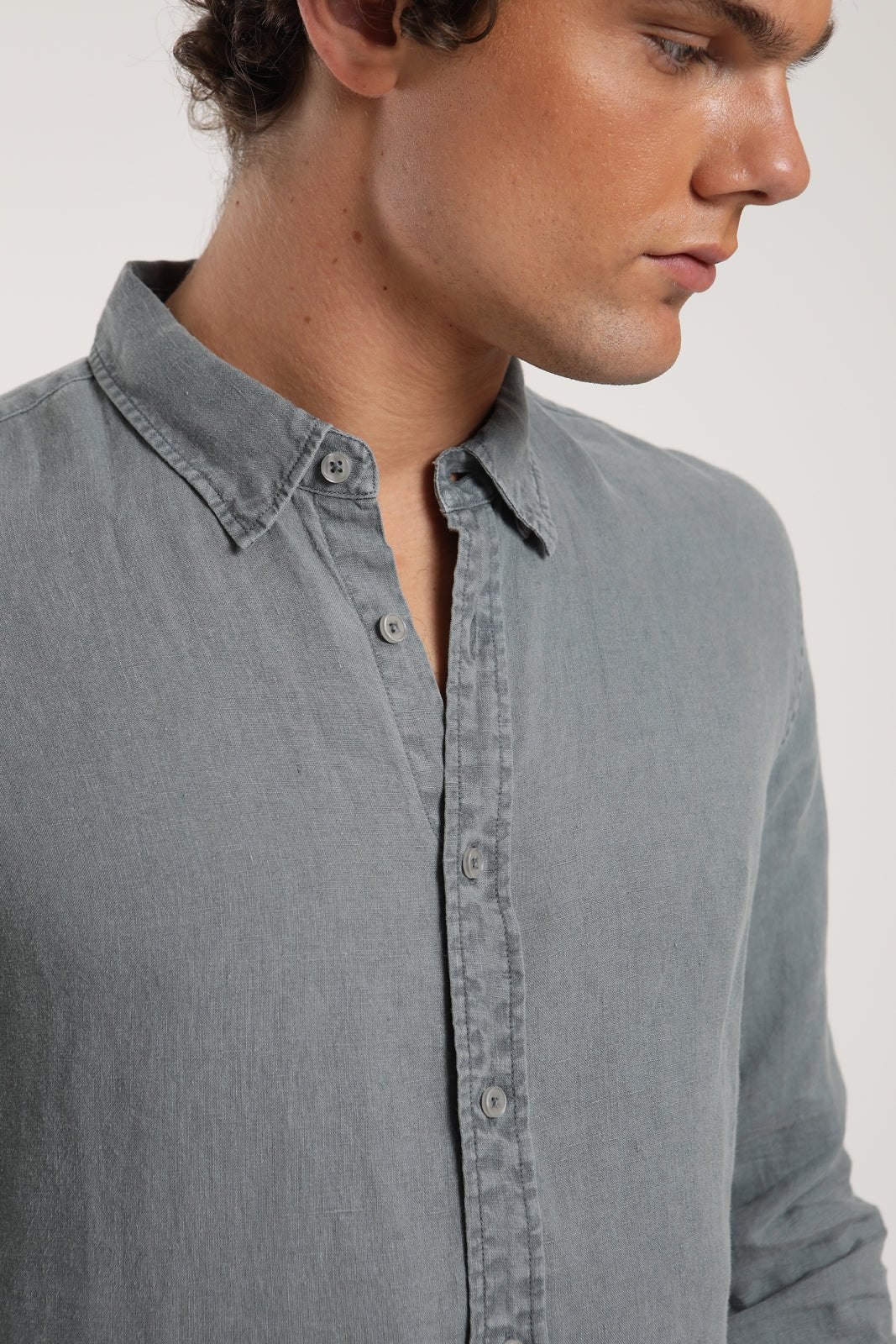 Camisa manga larga azul - Lino - Frøens