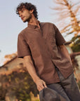 Camisa manga corta Texture café
