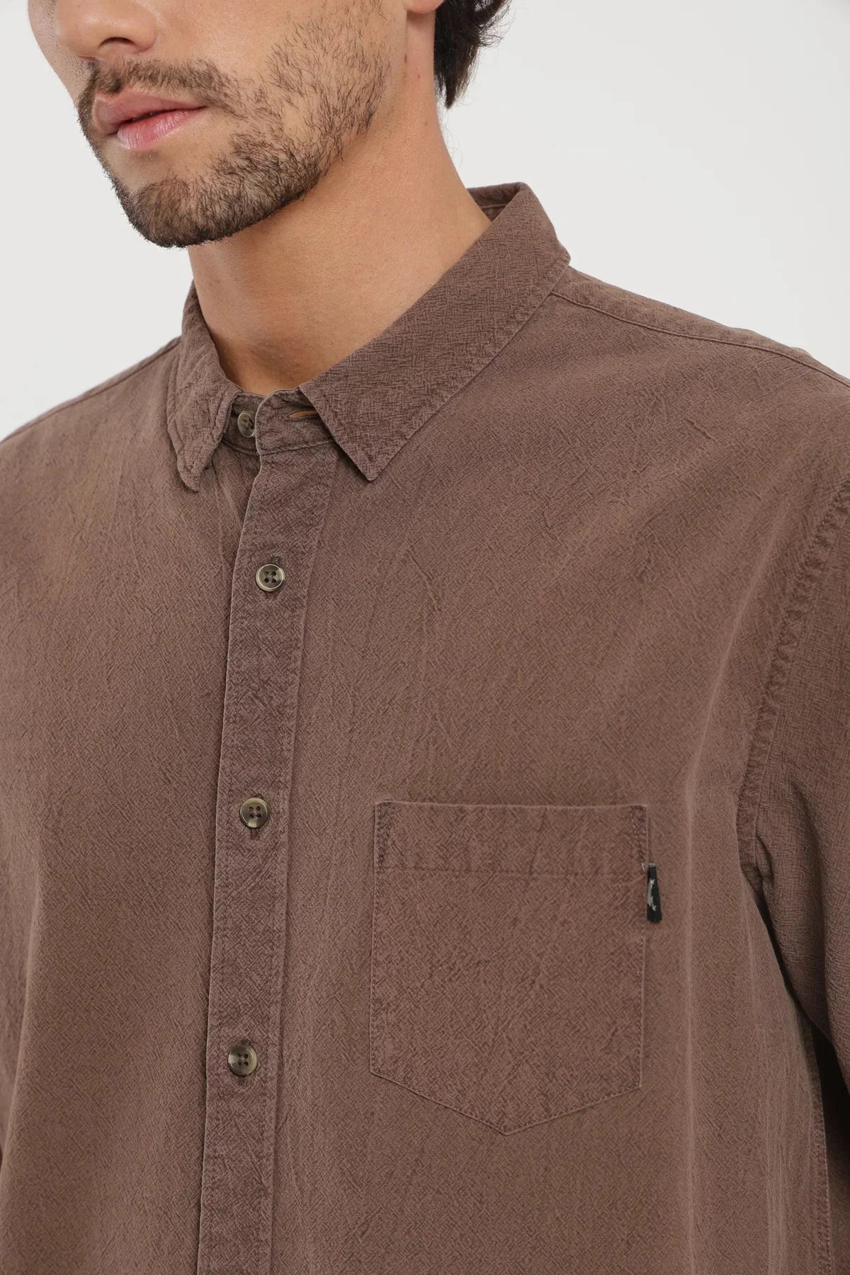 Camisa manga corta Texture café Froens