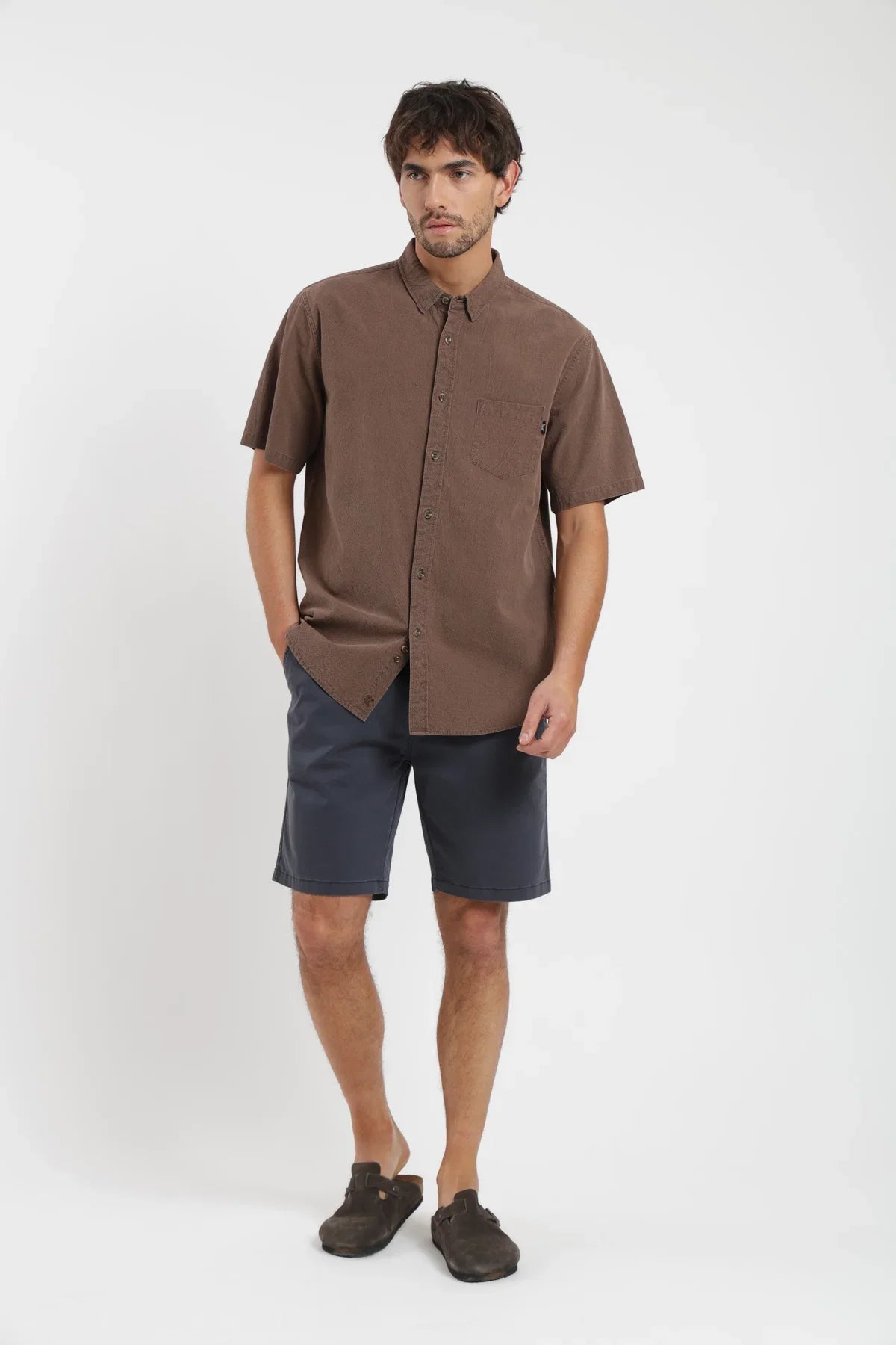 Camisa manga corta Texture café Froens