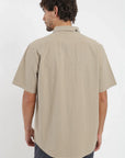 Camisa manga corta Texture beige lineas Froens