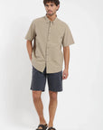 Camisa manga corta Texture beige lineas Froens