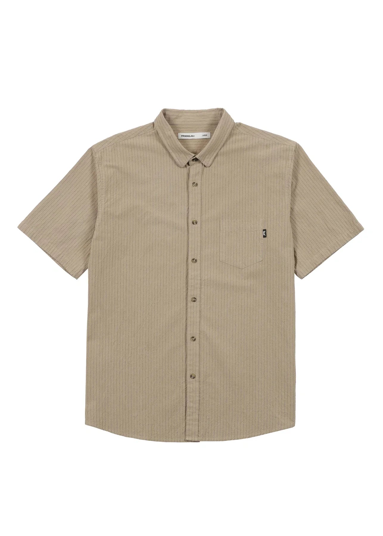 Camisa manga corta Texture beige lineas