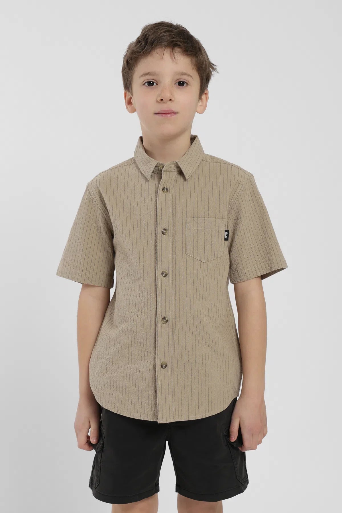 Camisa Texture Kids lineas beige Froens