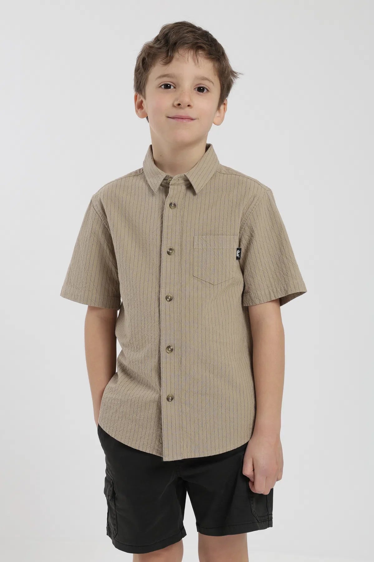 Camisa Texture Kids lineas beige Froens