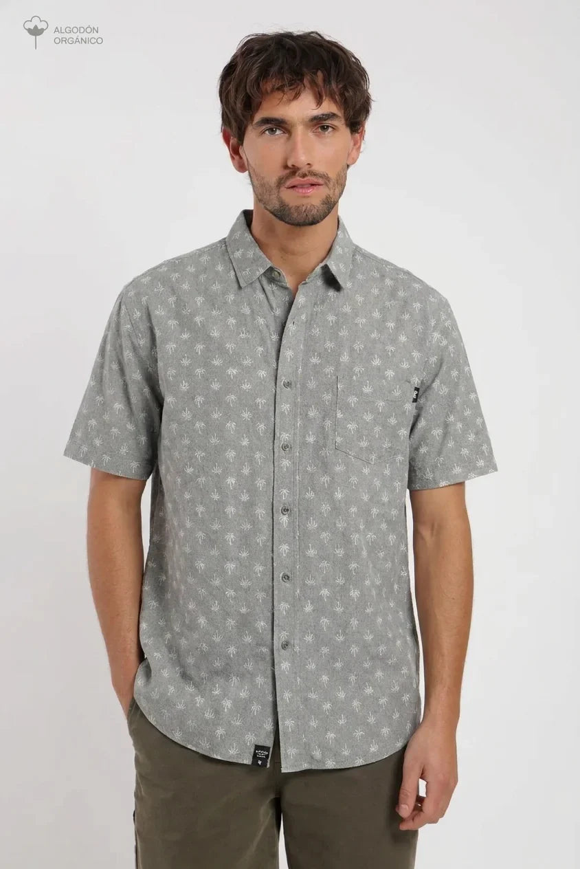 Camisa manga corta texture Palmeras olivo Froens