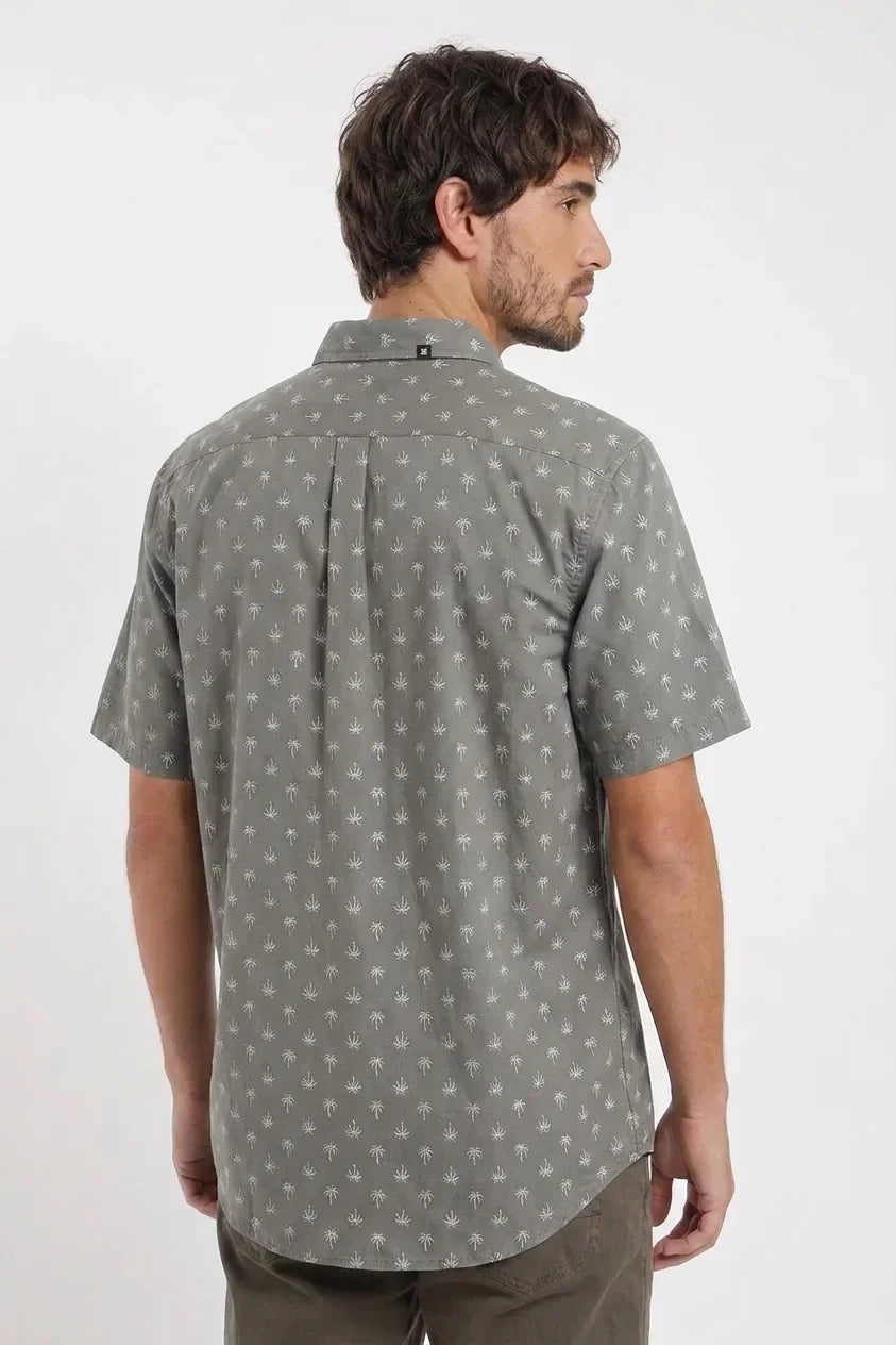 Camisa manga corta texture Palmeras olivo Froens