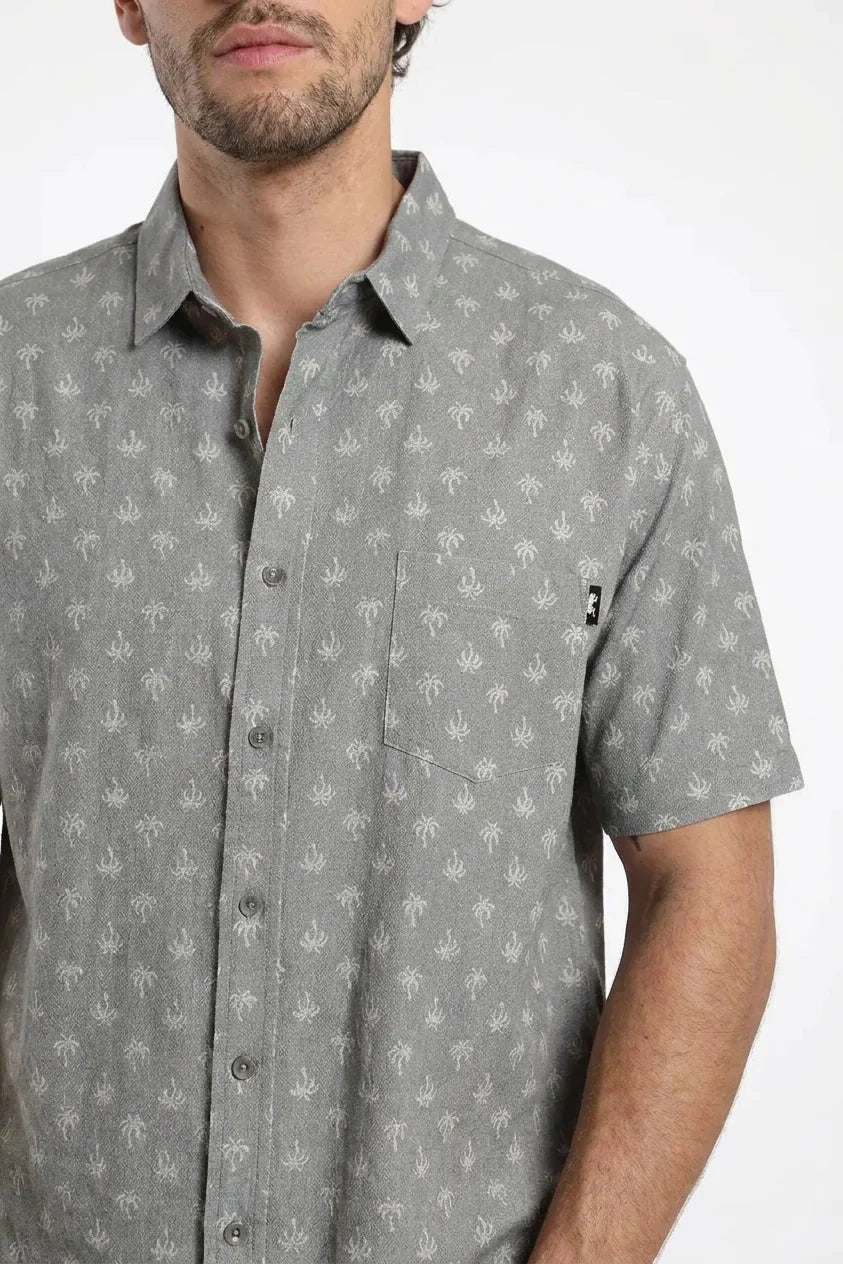 Camisa manga corta texture Palmeras olivo Froens