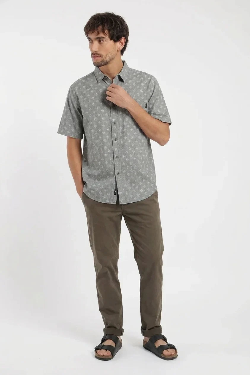 Camisa manga corta texture Palmeras olivo Froens
