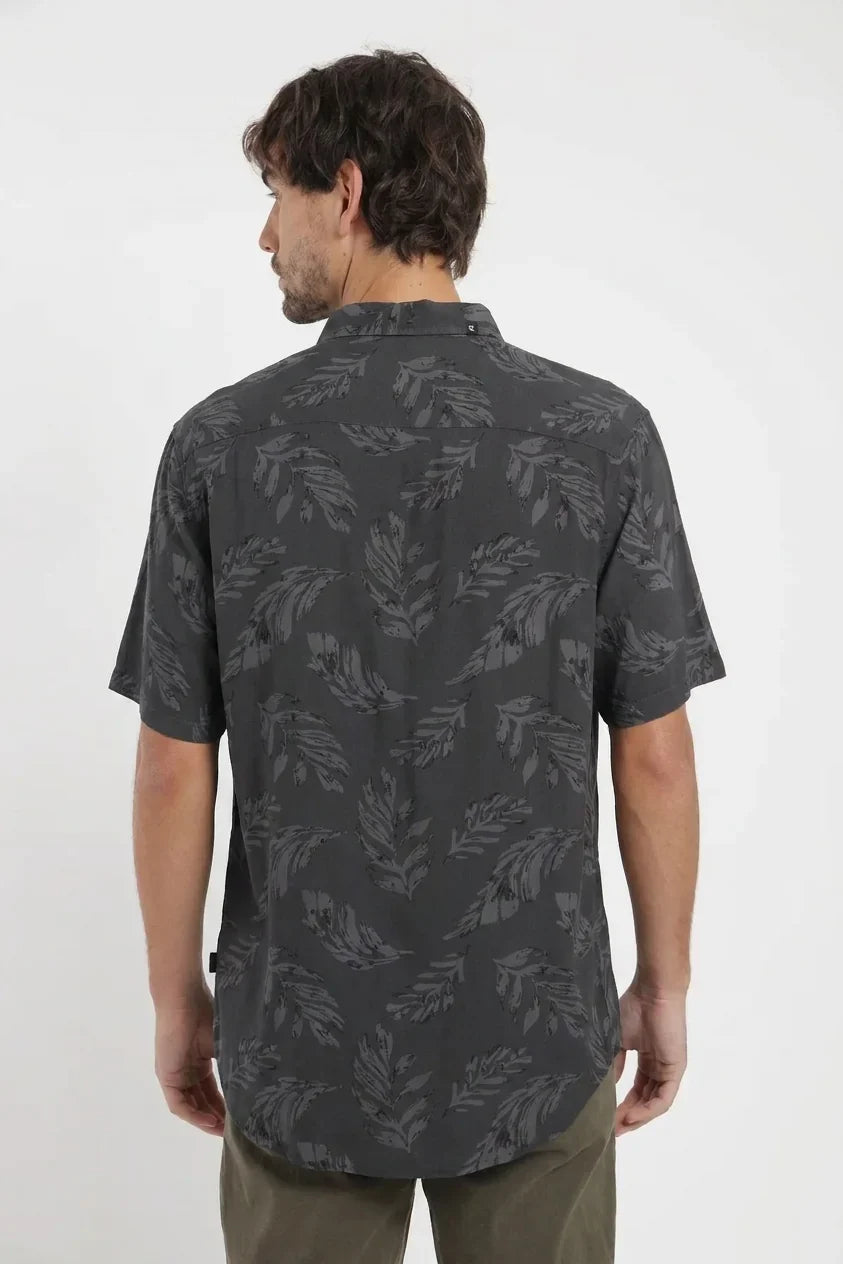 Camisa manga corta Trazo Hojas grafito -Viscosa Froens