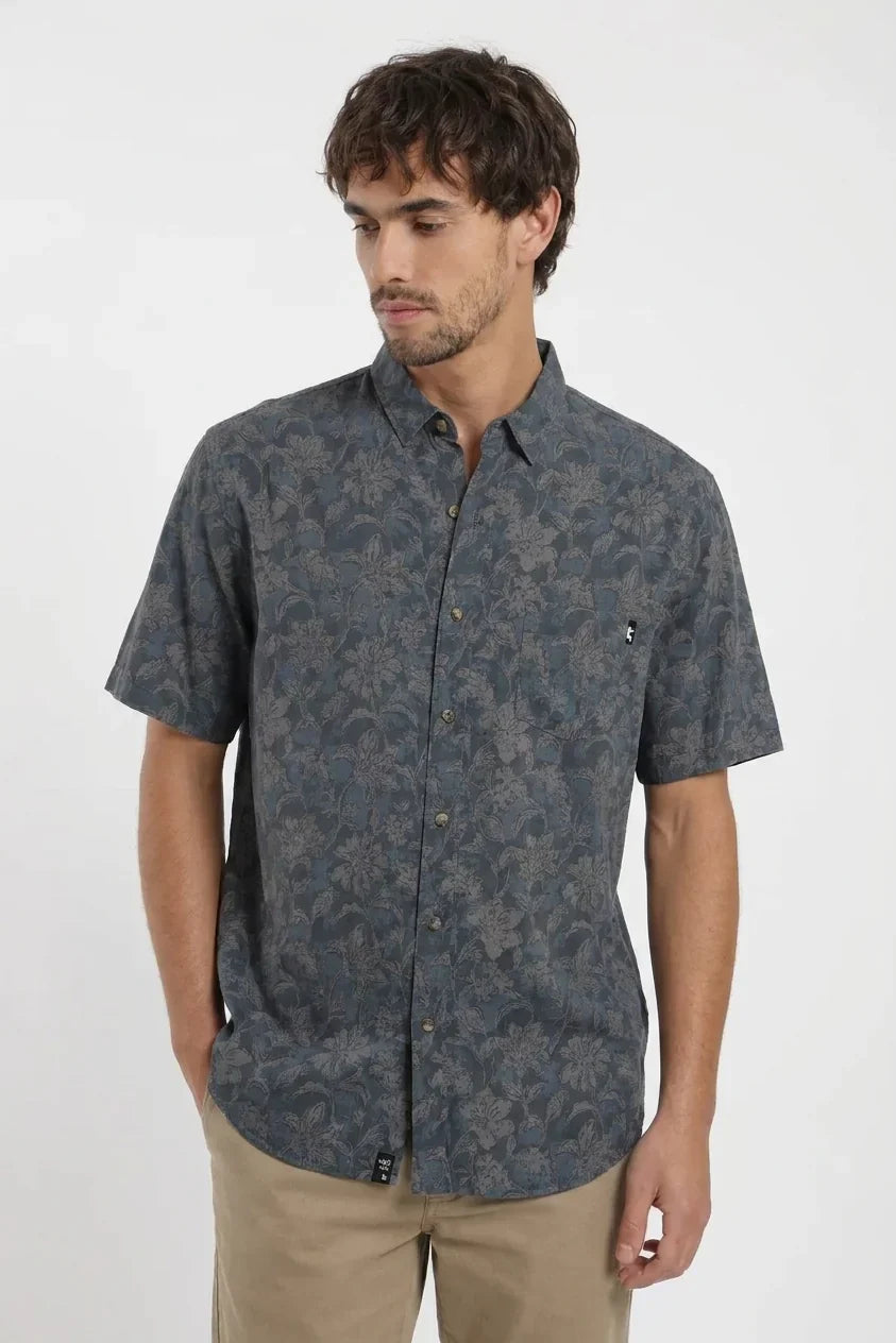 Camisa manga corta Tropical azul Froens