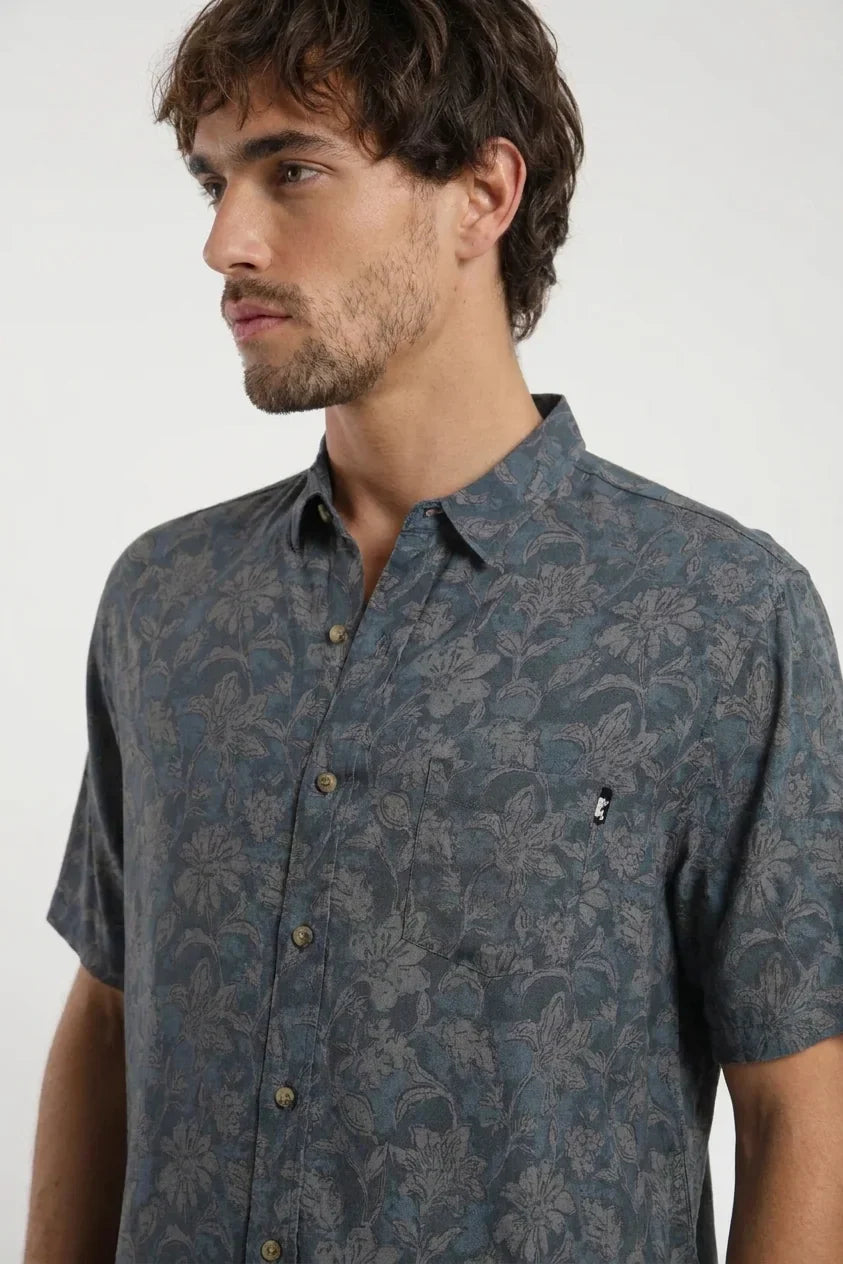 Camisa manga corta Tropical azul Froens