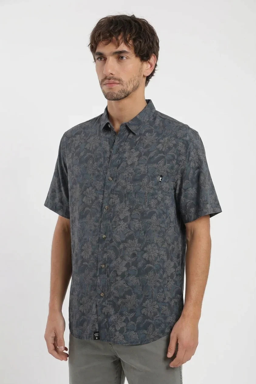 Camisa manga corta Tropical azul Froens