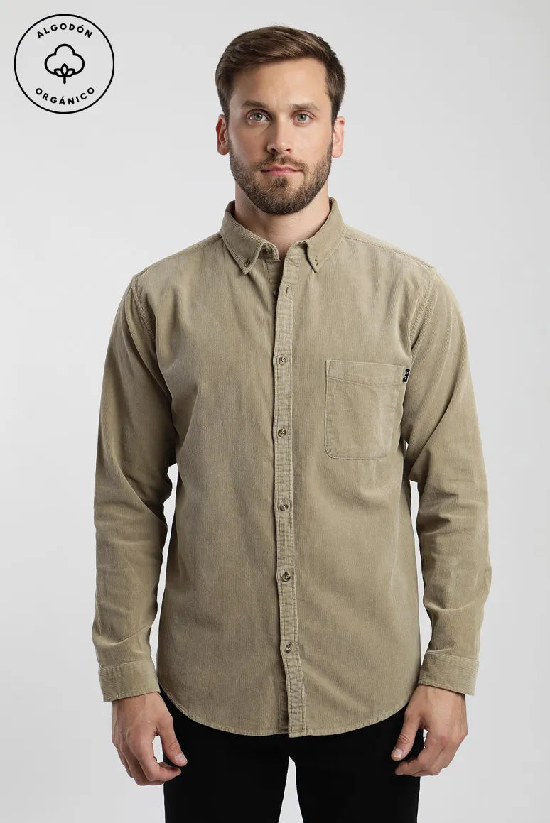 Camisa manga larga Corduroy olivo - Algodón orgánico