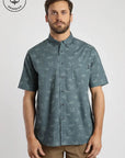 Camisa manga corta Hawaii petróleo - Algodón orgánico