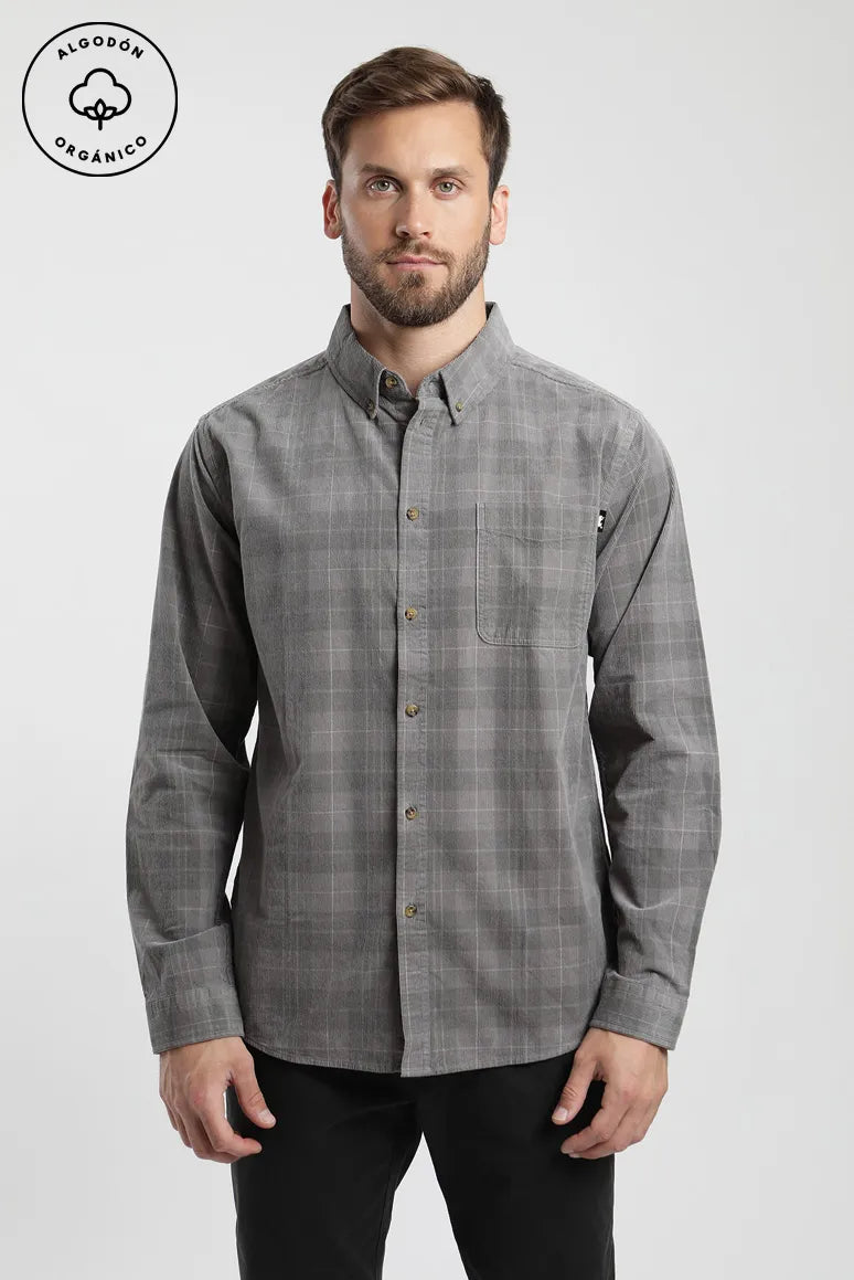 Camisa manga larga Corduroy Yarn gris - Algodón orgánico