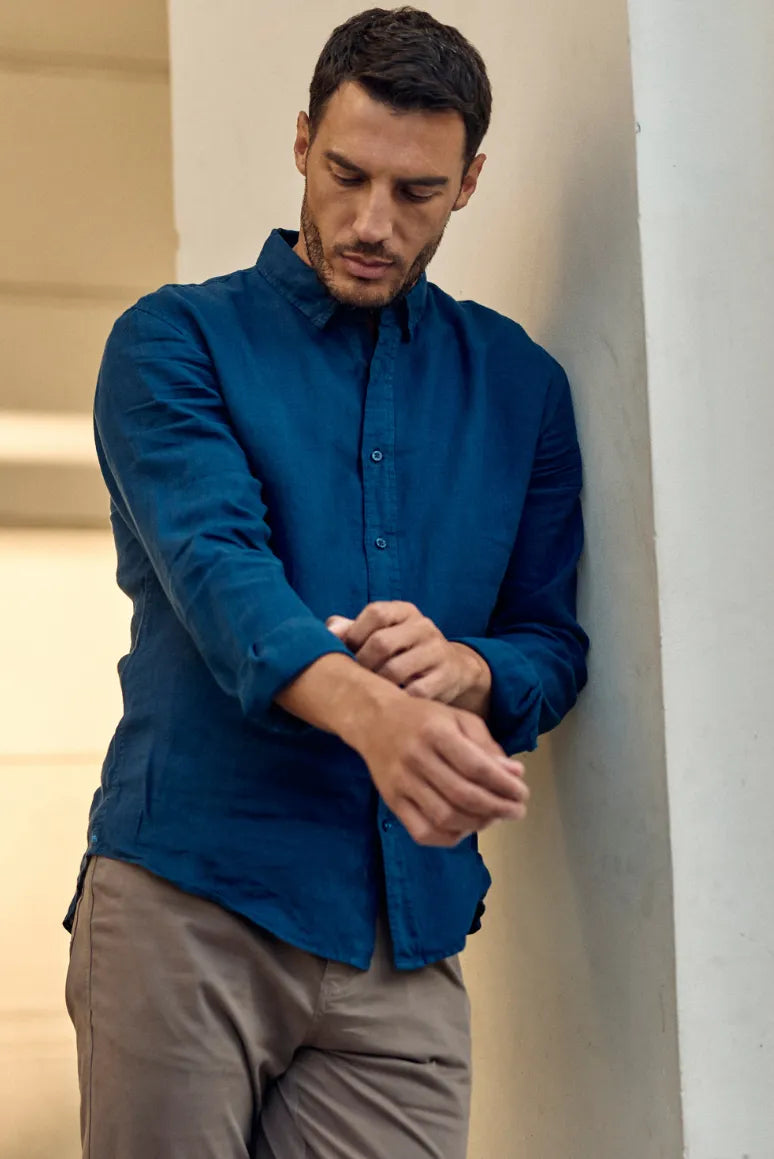 Label - Camisa manga larga amalfi azul