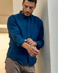 Label - Camisa manga larga amalfi azul