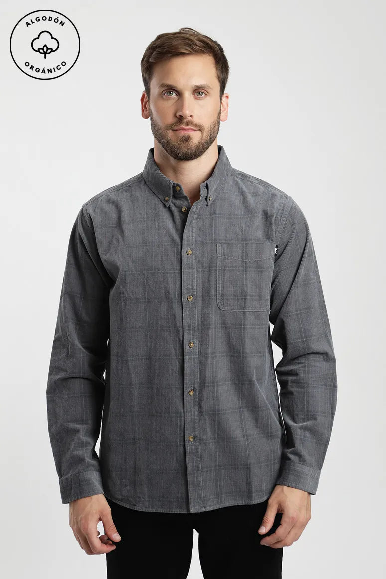 Camisa manga larga Corduroy Yarn azul - Algodón orgánico