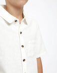 Camisa manga corta kids classic blanco - Lino y algodón orgánico