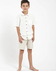 Camisa manga corta kids classic blanco - Lino y algodón orgánico
