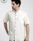 Camisa manga corta palmera beige - Algodón orgánico